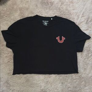 True Religion Black Tee with Red Logo
